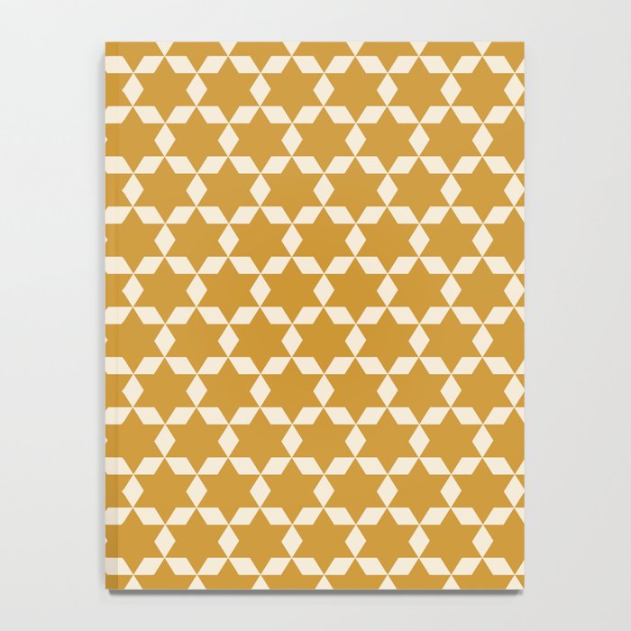 Star Tiles Pattern in Dark Mustard and Cream Notebook Gallery Image 4