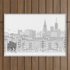 New York Hand Drawn Illustration Outdoor Rug Gallery Image 1