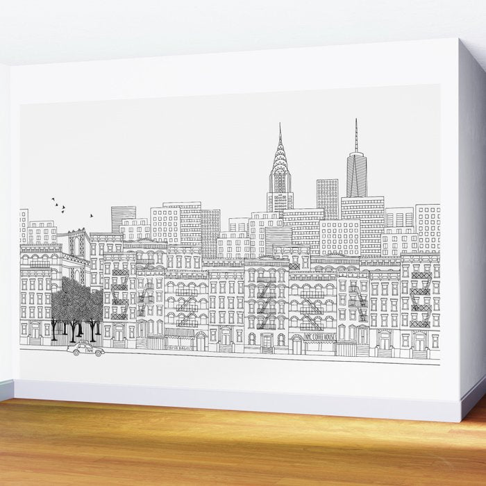 New York Hand Drawn Illustration Wall Mural Gallery Image 2