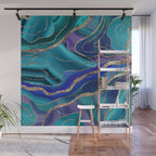 Purple Teal Blue Galaxy Nebula Agate Glitter Glam #1 #marble #decor #art #society6 Wall Mural Gallery Image 1