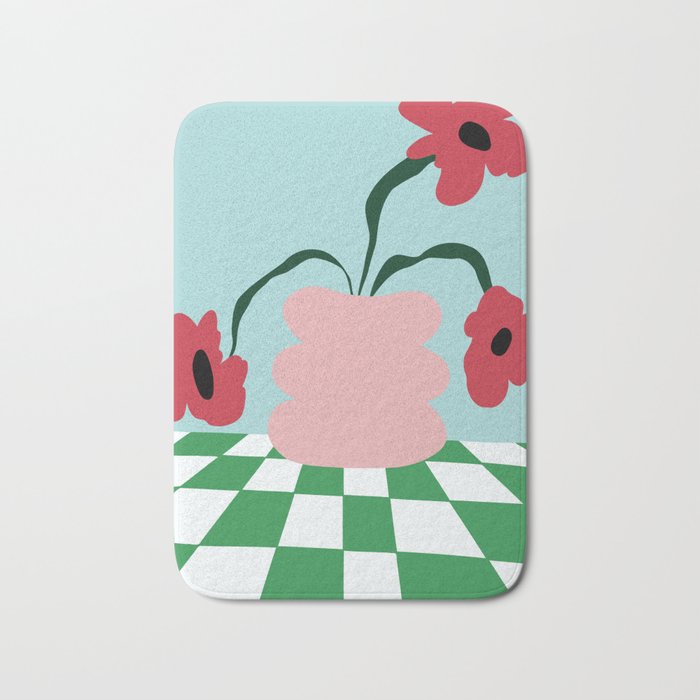 Bold clay florals Bath Mat Gallery Image 1