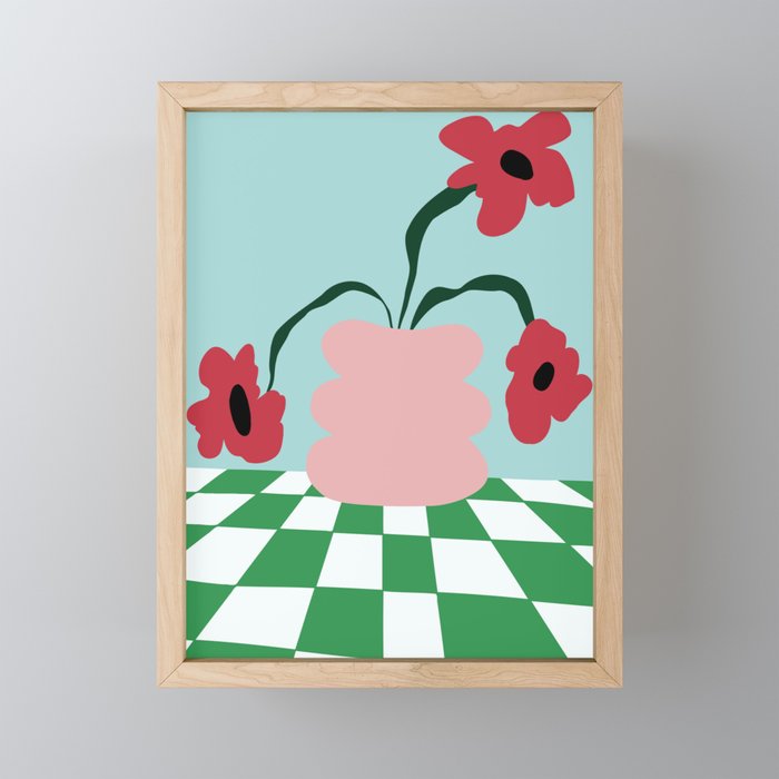 Bold clay florals Mini Art Print