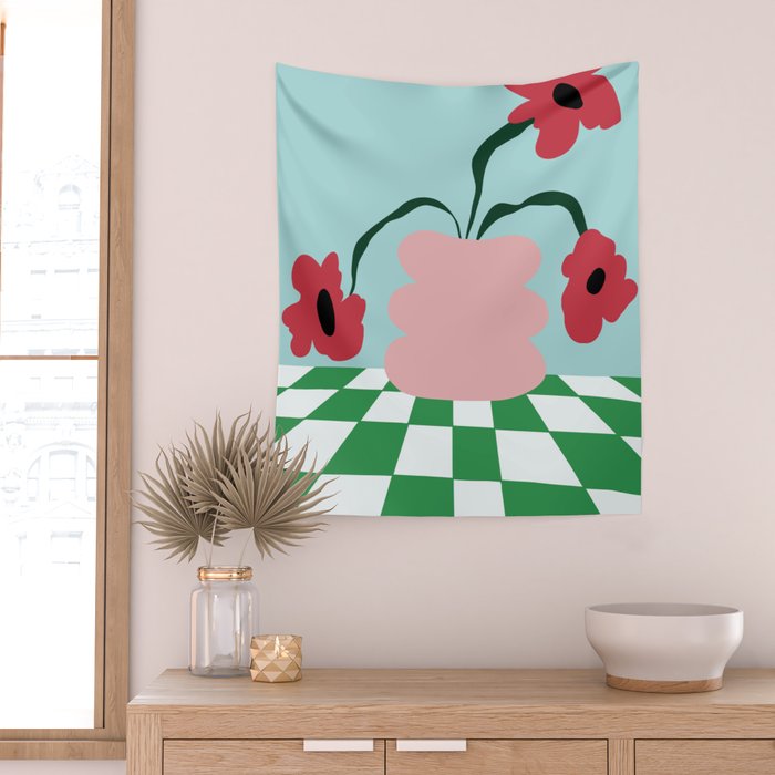Bold clay florals Wall Tapestry Gallery Image 2
