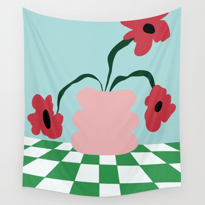 Bold clay florals Wall Tapestry Gallery Image 1