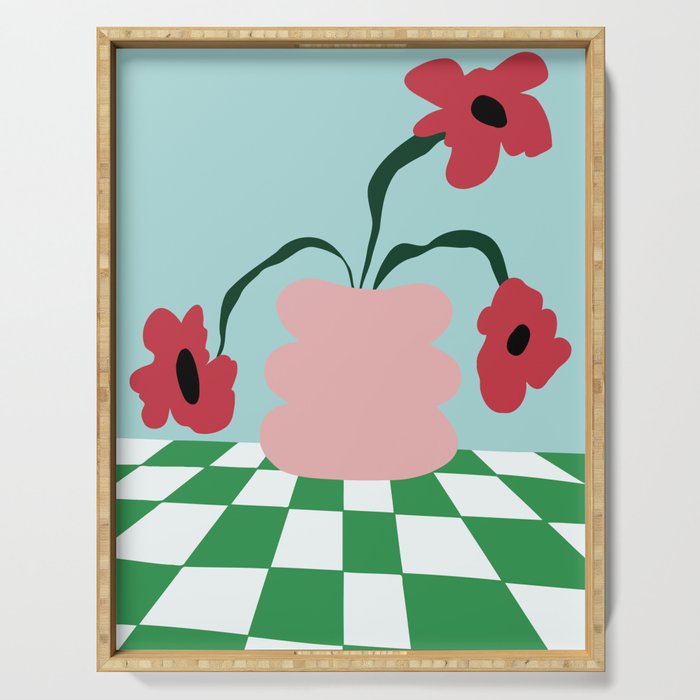 Bold clay florals Serving Tray Gallery Image 1