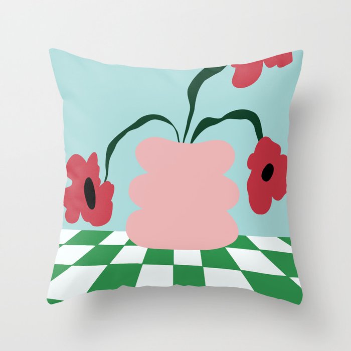 Bold clay florals Throw Pillow Gallery Image 6
