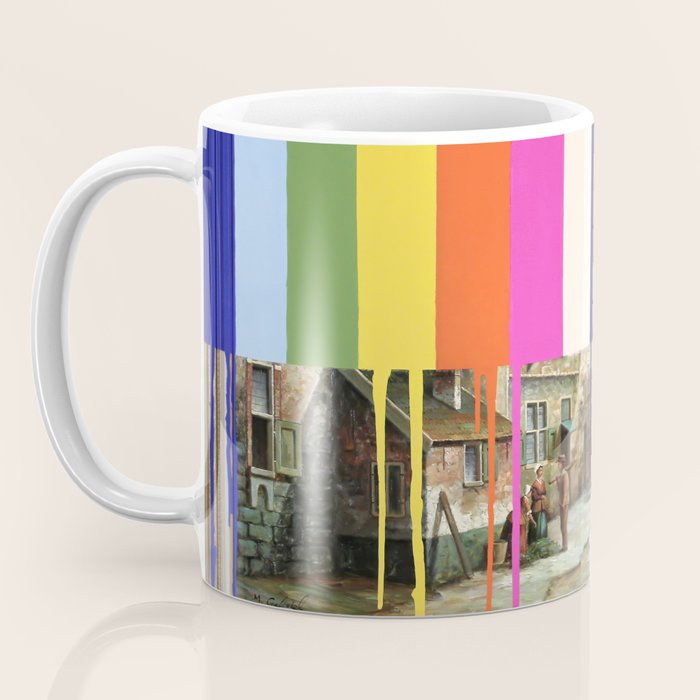 Garage Sale Painting of Peasants with Color Bars Coffee Mug Gallery Image 3