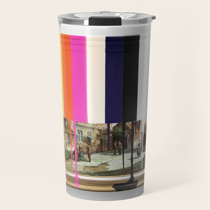 Garage Sale Painting of Peasants with Color Bars Travel Mug Gallery Image 1