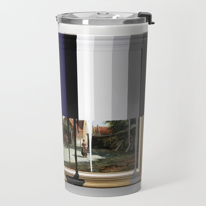 Garage Sale Painting of Peasants with Color Bars Travel Mug Gallery Image 2