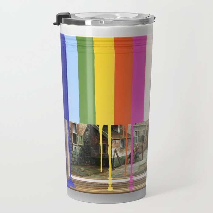 Garage Sale Painting of Peasants with Color Bars Travel Mug Gallery Image 3