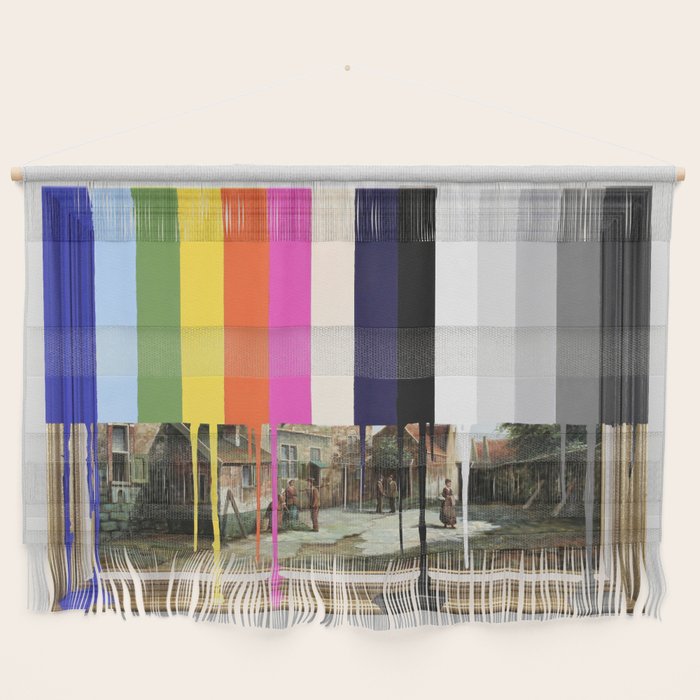 Garage Sale Painting of Peasants with Color Bars Wall Hanging Gallery Image 1