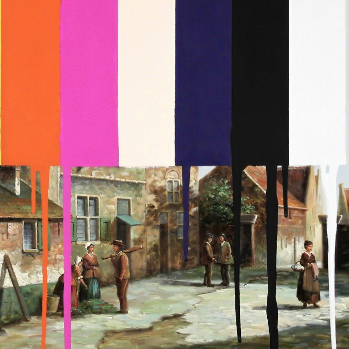 Garage Sale Painting of Peasants with Color Bars Coffee Mug Gallery Image 2
