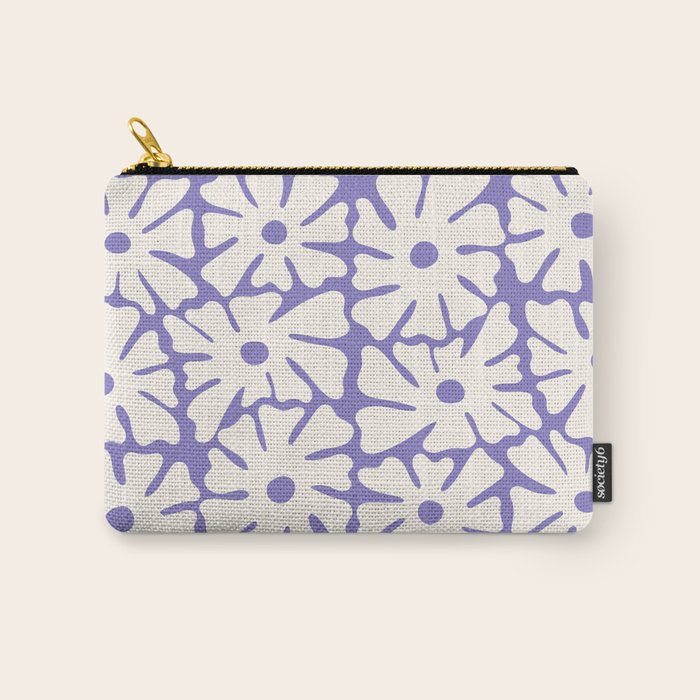 Mid-Century Flowers in Blue & White Carry All Pouch Gallery Image 1