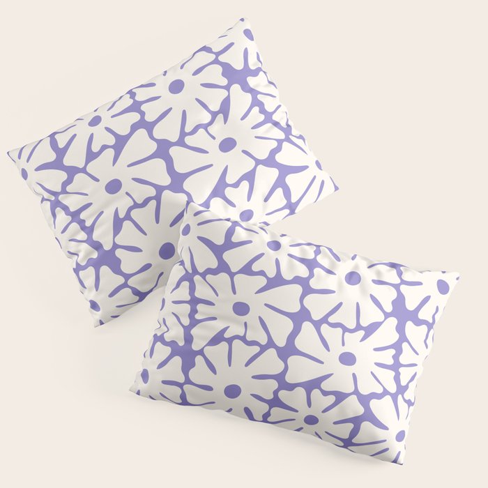 Mid-Century Flowers in Blue & White Pillow Sham Gallery Image 1
