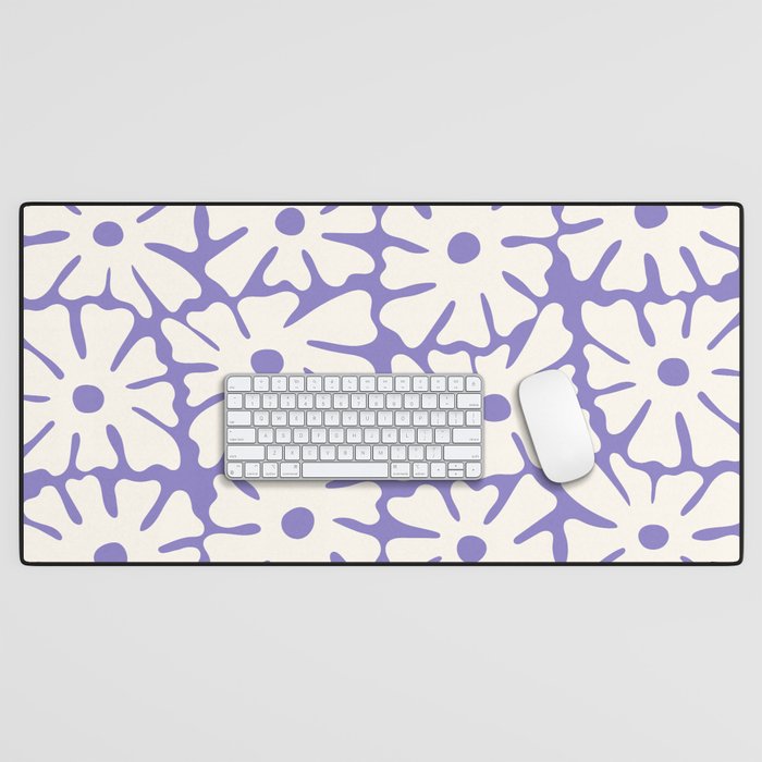 Mid-Century Flowers in Blue & White Desk Mat Gallery Image 1