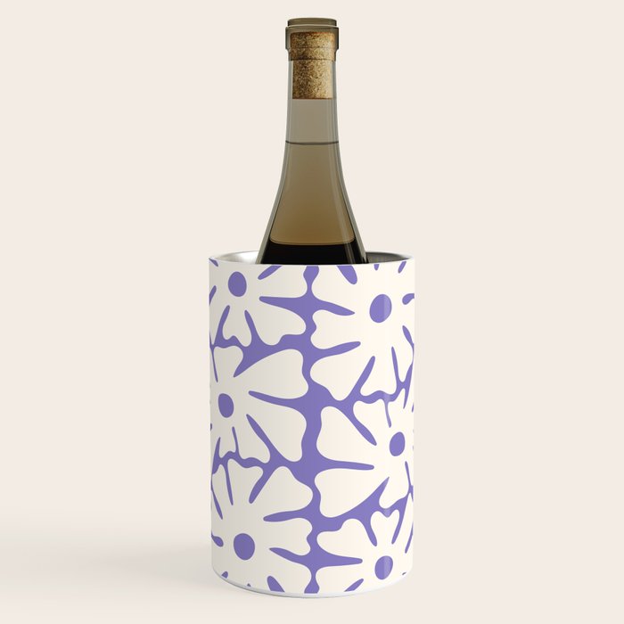 Mid-Century Flowers in Blue & White Wine Chiller Gallery Image 1