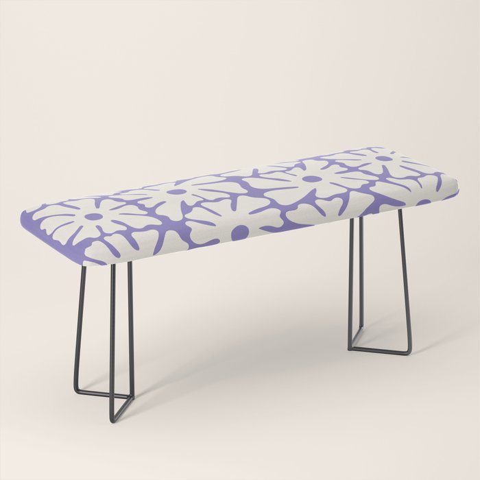 Mid-Century Flowers in Blue & White Bench Gallery Image 1
