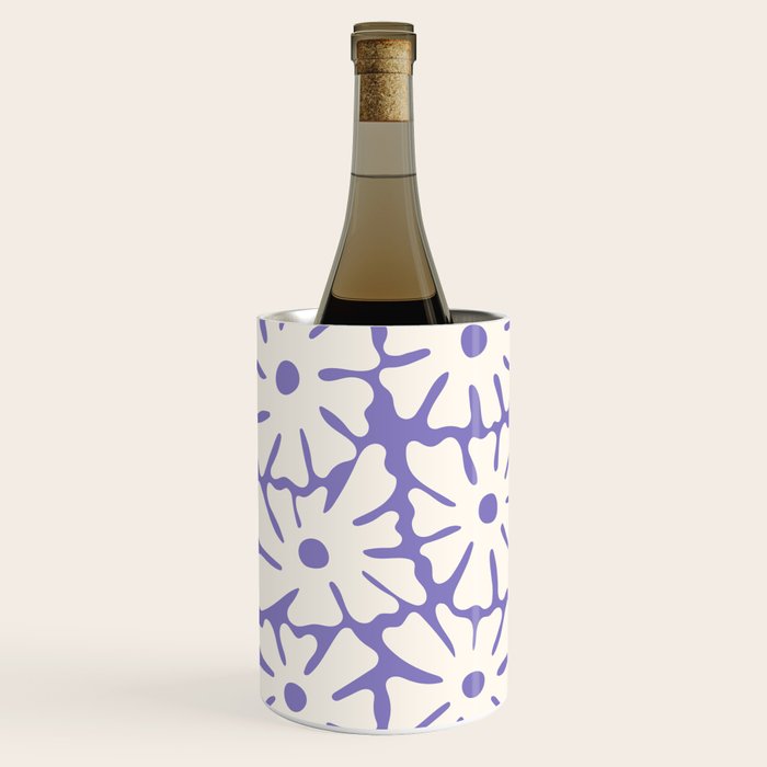 Mid-Century Flowers in Blue & White Wine Chiller Gallery Image 3