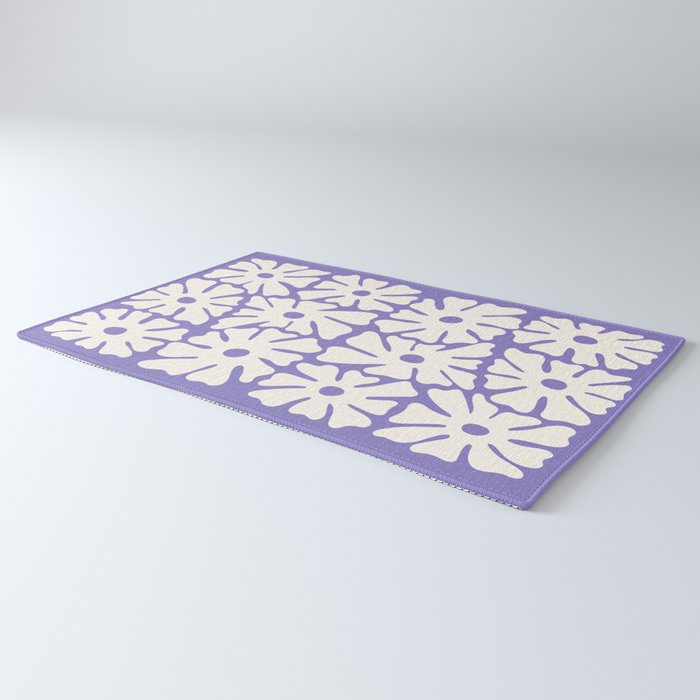 Mid-Century Flowers in Blue & White Rug Gallery Image 3