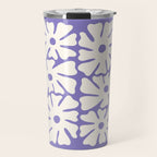 Mid-Century Flowers in Blue & White Travel Mug Gallery Image 1