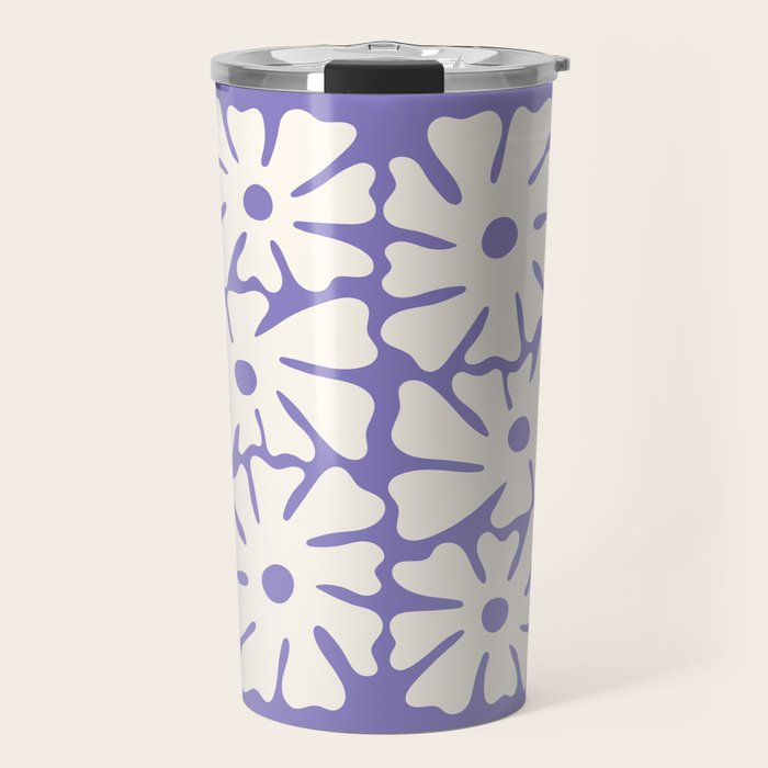 Mid-Century Flowers in Blue & White Travel Mug Gallery Image 1