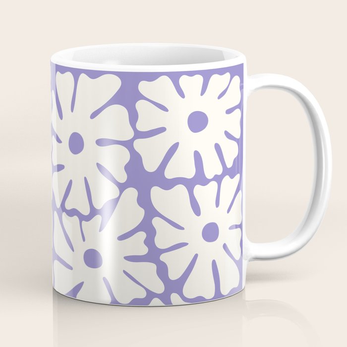 Mid-Century Flowers in Blue & White Coffee Mug Gallery Image 1