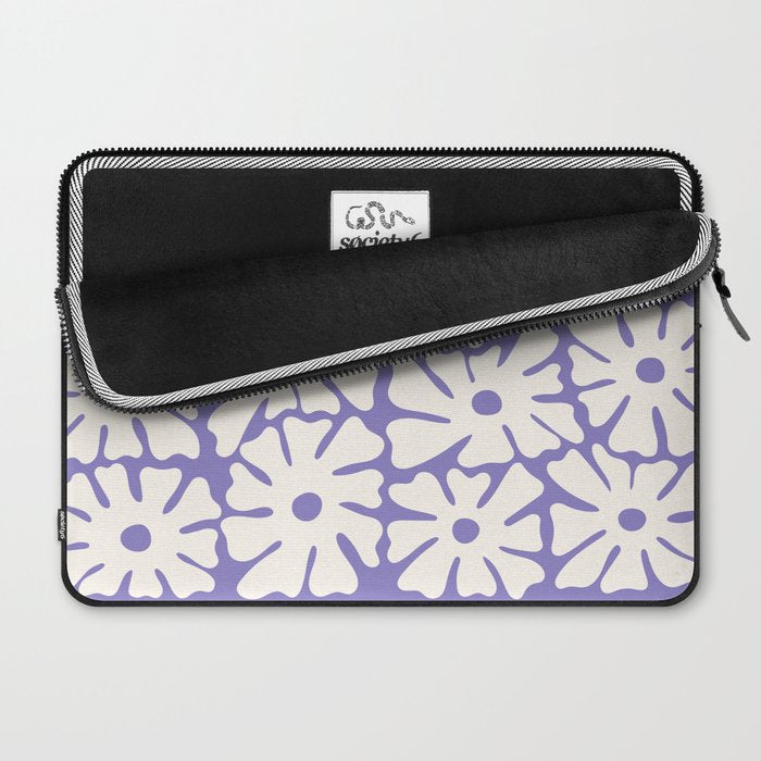 Mid-Century Flowers in Blue & White Laptop Sleeve Gallery Image 2