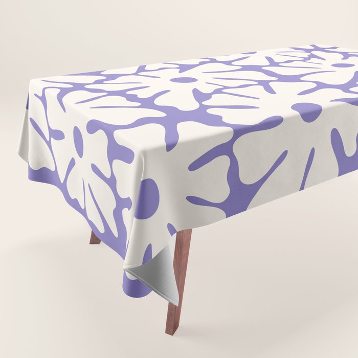 Mid-Century Flowers in Blue & White Tablecloth Gallery Image 1