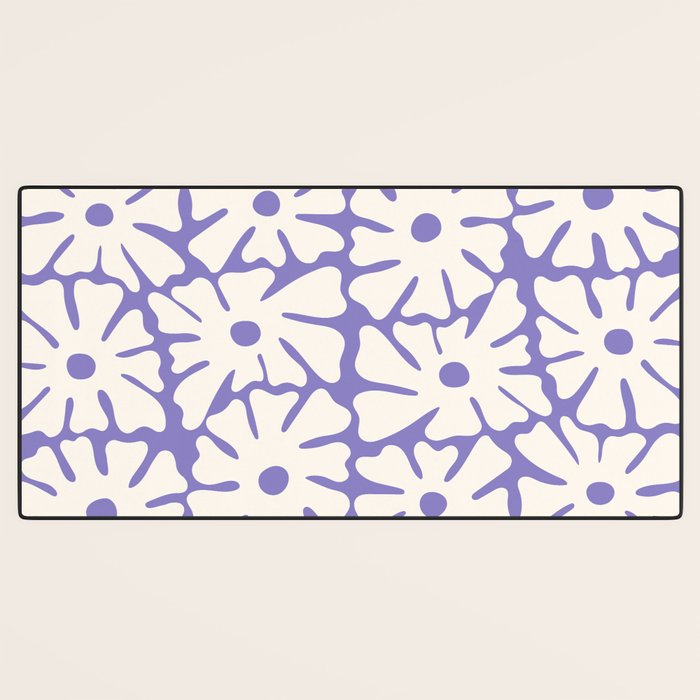 Mid-Century Flowers in Blue & White Desk Mat Gallery Image 3