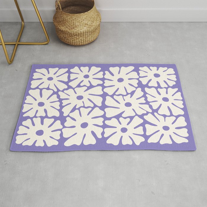 Mid-Century Flowers in Blue & White Rug Gallery Image 1
