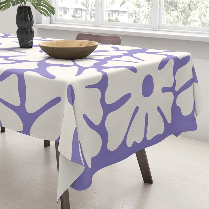 Mid-Century Flowers in Blue & White Tablecloth Gallery Image 3