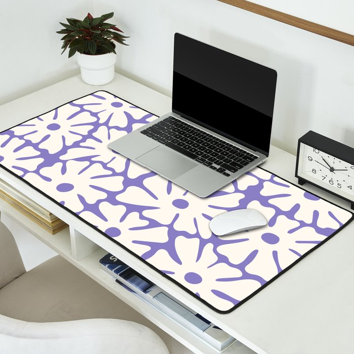 Mid-Century Flowers in Blue & White Desk Mat Gallery Image 2