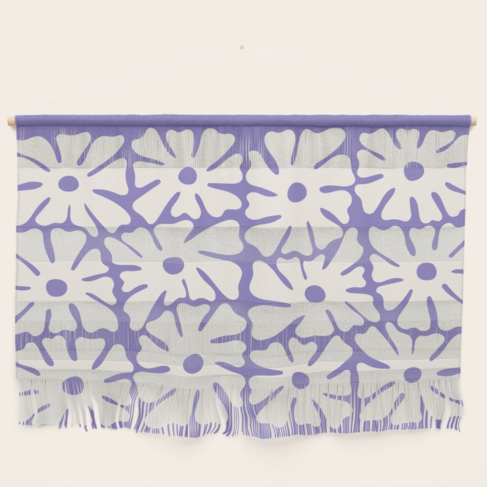 Mid-Century Flowers in Blue & White Wall Hanging Gallery Image 1