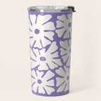 Mid-Century Flowers in Blue & White Travel Mug Gallery Image 2
