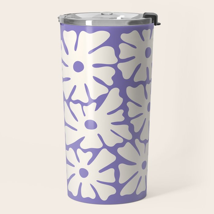 Mid-Century Flowers in Blue & White Travel Mug Gallery Image 2
