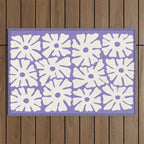 Mid-Century Flowers in Blue & White Outdoor Rug Gallery Image 1