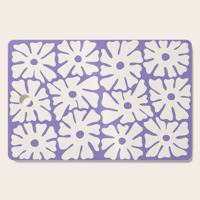 Mid-Century Flowers in Blue & White Cutting Board Gallery Image 1