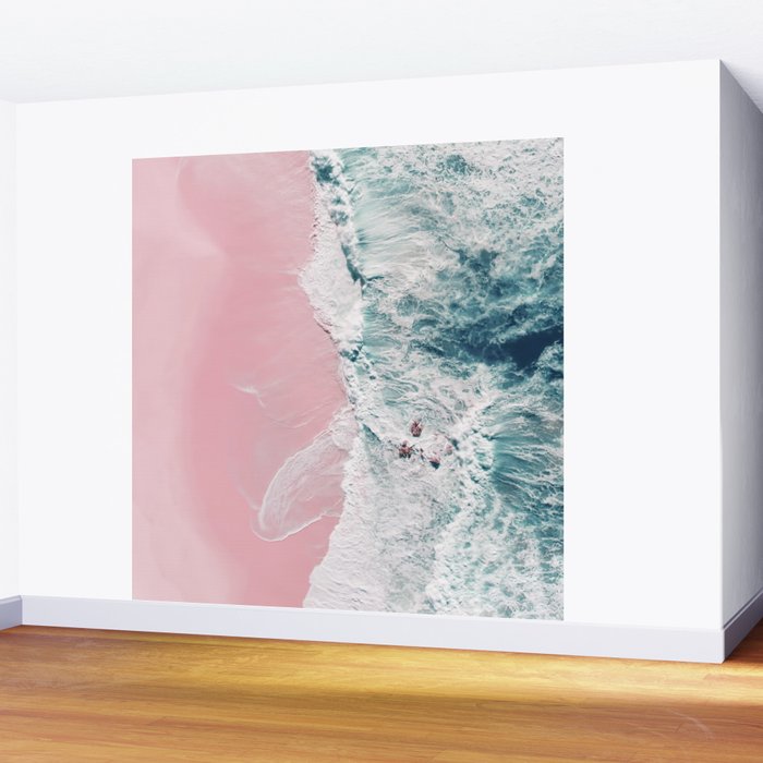 Aerial Ocean Print - Beach - Pink Sand - Wave - Original Sea of Love - Travel Photography  Wall Mural Gallery Image 2