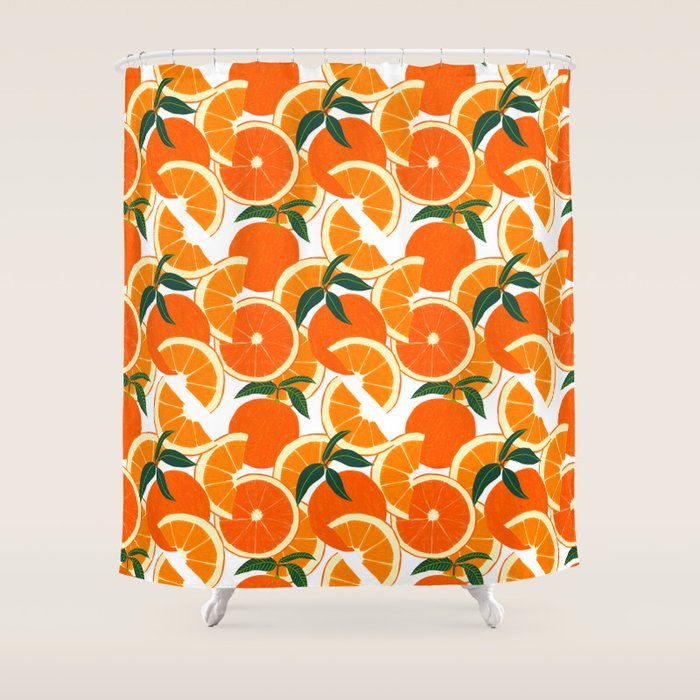 Orange Harvest - White Shower Curtain Gallery Image 1