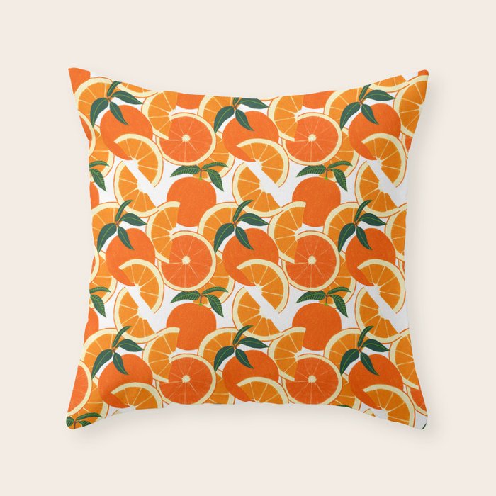 Orange Harvest - White Throw Pillow Gallery Image 1