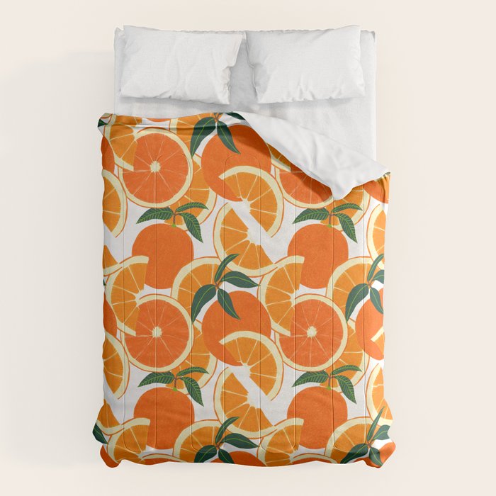 Orange Harvest - White Comforter