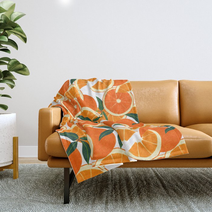 Orange Harvest - White Throw Blanket Gallery Image 1
