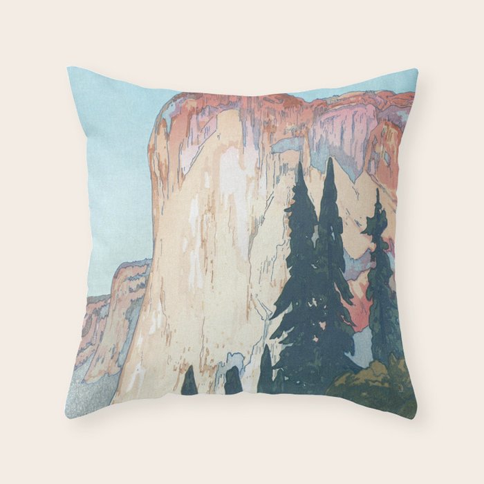 Hiroshi Yoshida, El Capitan Yosemite California United States Of America - Vintage Japanese Woodblock Print Art Throw Pillow Gallery Image 6