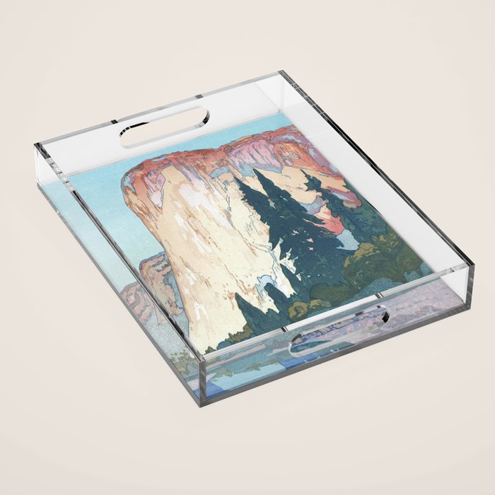 Hiroshi Yoshida, El Capitan Yosemite California United States Of America - Vintage Japanese Woodblock Print Art Acrylic Tray Gallery Image 1