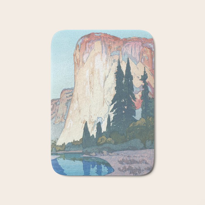 Hiroshi Yoshida, El Capitan Yosemite California United States Of America - Vintage Japanese Woodblock Print Art Bath Mat Gallery Image 1