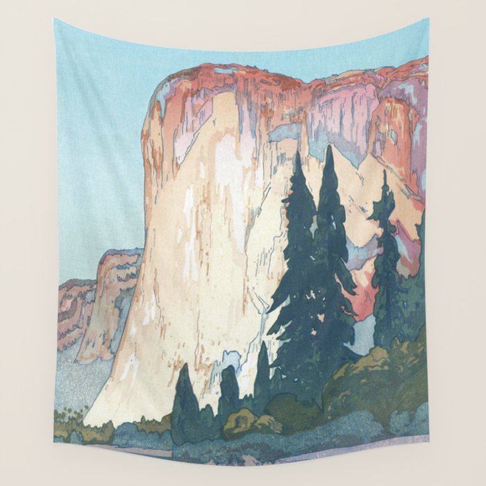 Hiroshi Yoshida, El Capitan Yosemite California United States Of America - Vintage Japanese Woodblock Print Art Wall Tapestry Gallery Image 4