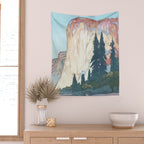 Hiroshi Yoshida, El Capitan Yosemite California United States Of America - Vintage Japanese Woodblock Print Art Wall Tapestry Gallery Image 2