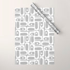 Mid Century Modern Geometric Abstract Minimalist Piquet Multi Pattern in Gray and White Wrapping Paper Gallery Image 1