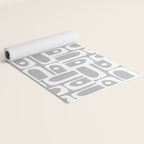 Mid Century Modern Geometric Abstract Minimalist Piquet Multi Pattern in Gray and White Yoga Mat Gallery Image 2