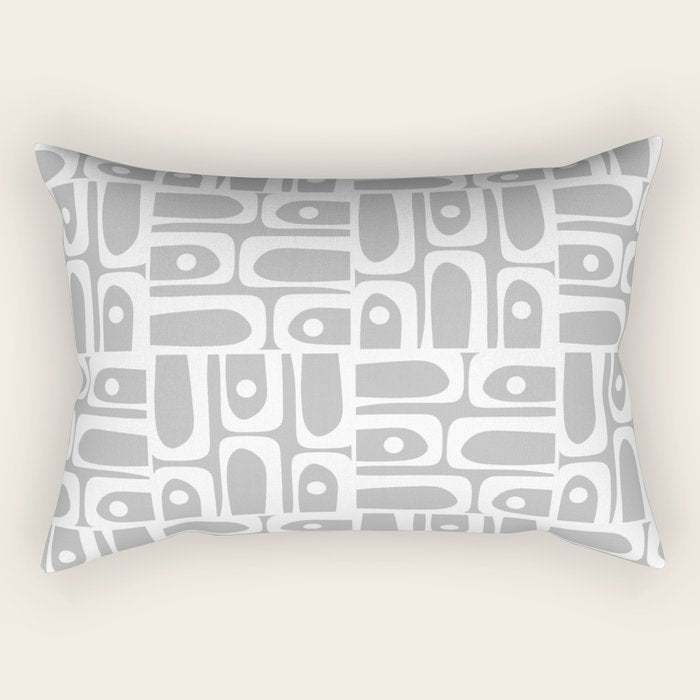 Mid Century Modern Geometric Abstract Minimalist Piquet Multi Pattern in Gray and White Rectangular Pillow Gallery Image 1